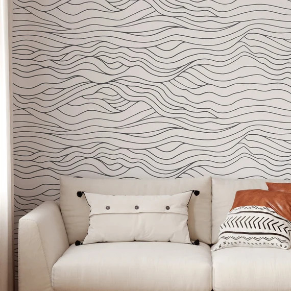 Modern Wave. 2020. Slate. Modern and Minimal. Peel and Stick. | Etsy | Etsy (US)