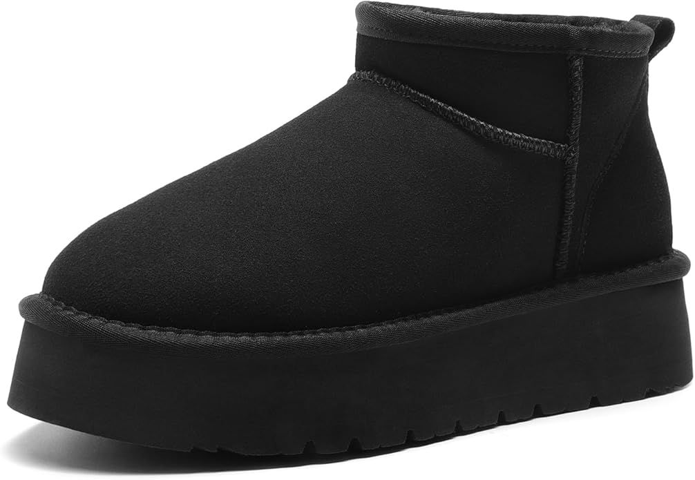 DREAM PAIRS Women's Snow Boots Platform Winter Boot, Faux Fur Lined Slip On Ankle Boots | Amazon (US)