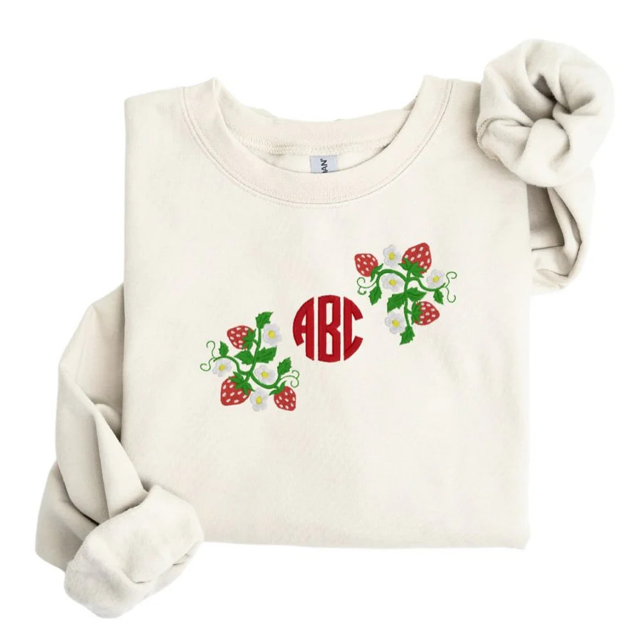 Monogrammed 'Strawberry Fields' Crewneck Sweatshirt | United Monograms