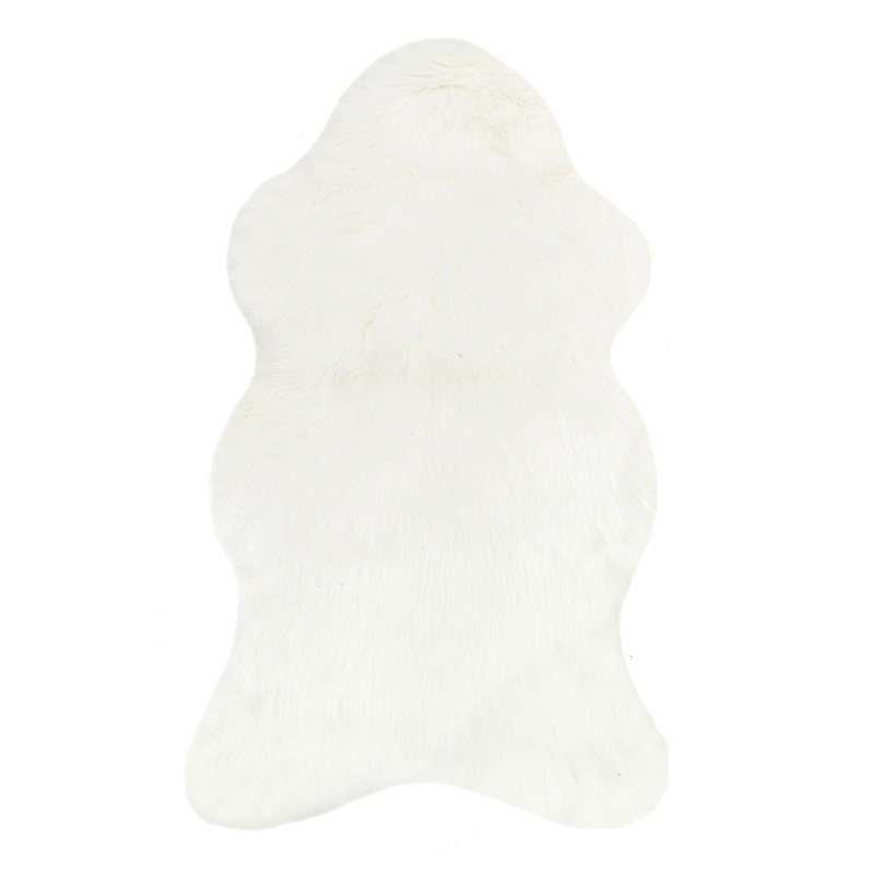 (C151) Grayson Shaped Ivory Faux Fur Area Rug, 5x7 | At Home