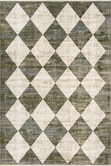 Vanni Checkered Fringed Rug | Beige | Rugs USA