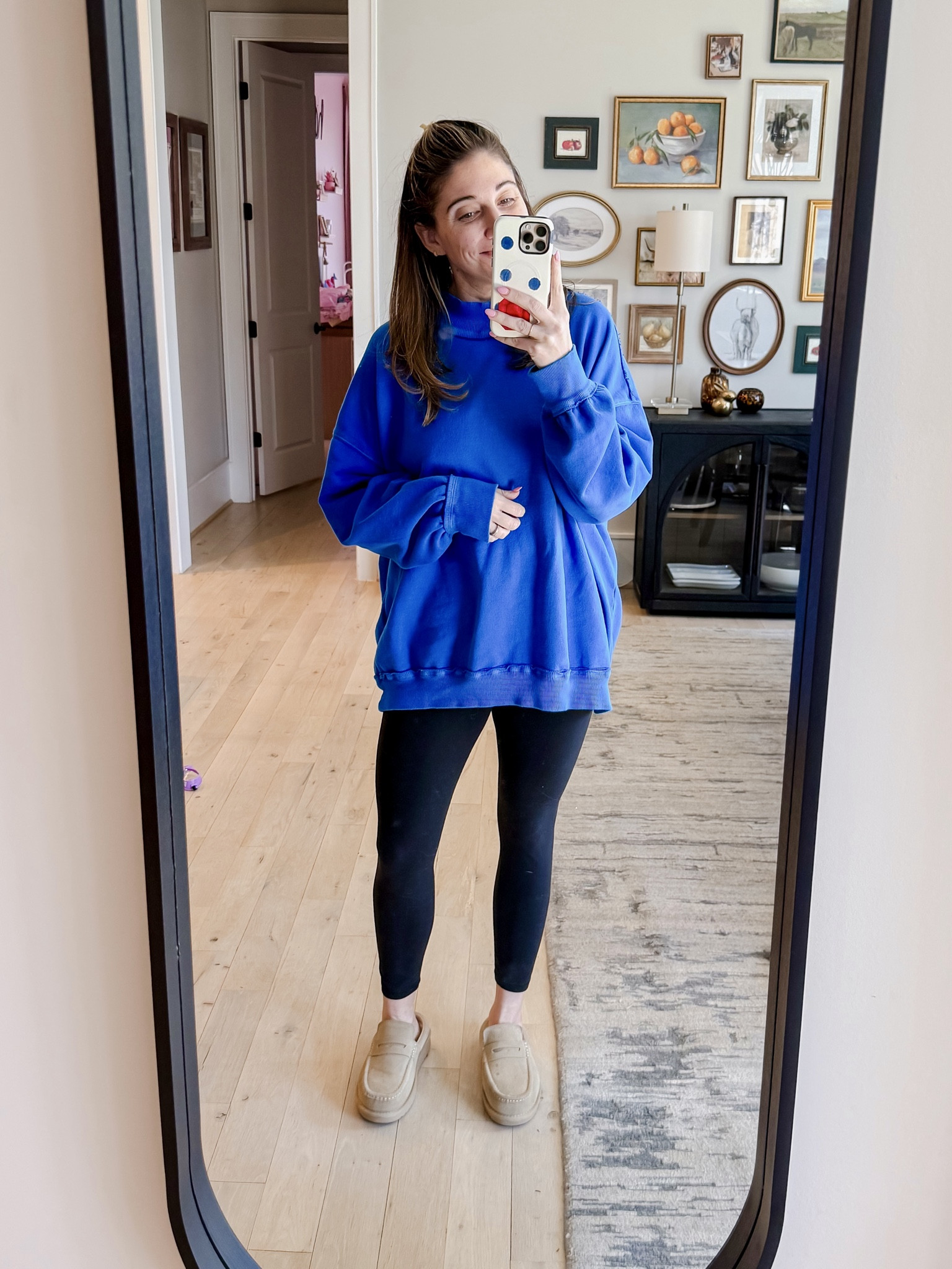 What I wore to sit around the house this weekend and then drop off Colton at a game. Soooooo basically no one saw me and I was comfy and warm! Lol
Top M / Leggings M / Sherpa loafers tts 

#LTKOver40 #LTKootd #LTKMidsize