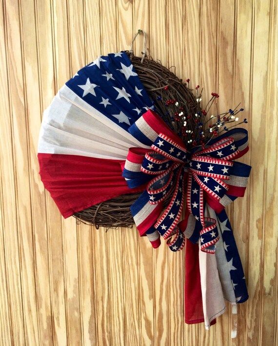 Patriot wreath Holiday decor Fourth of July wreath | Etsy | Etsy (US)