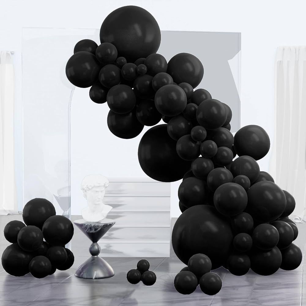 PartyWoo Black Balloons, 85 pcs Matte Black Balloons Different Sizes Pack of 18 Inch 12 Inch 10 I... | Amazon (US)