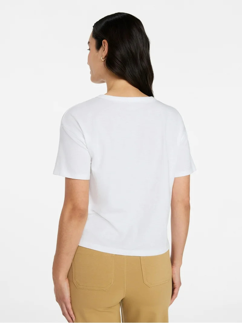 Time and Tru Women's Boxy Slub Tee with Short Sleeves, Sizes XS-XXXL | Walmart (US)