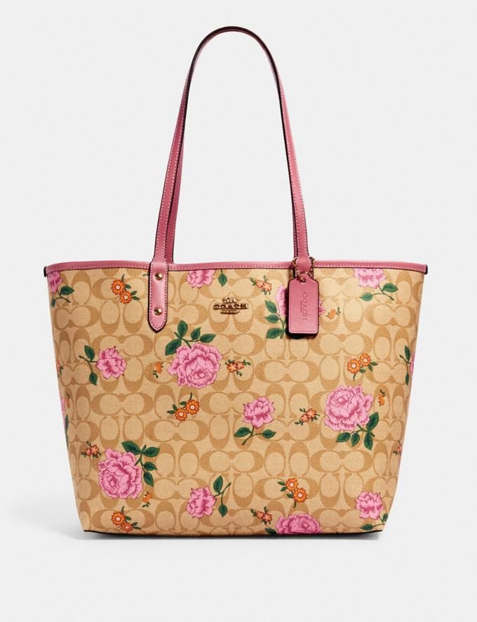 Reversible City Tote in Signature Canvas With Prairie Rose Print | Coach Outlet