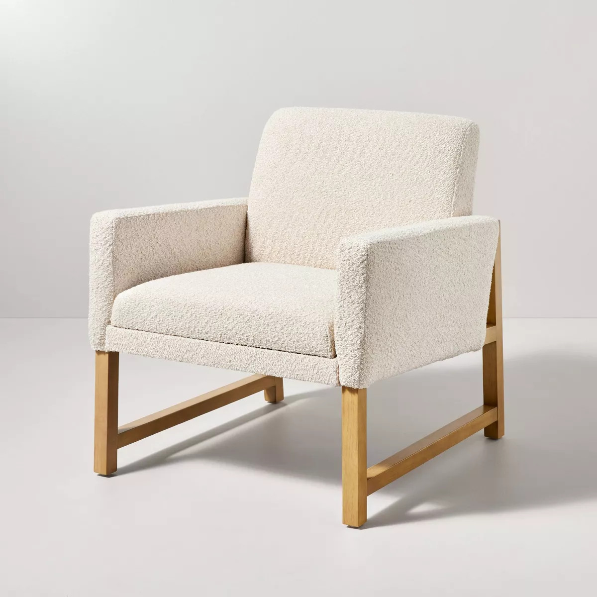 Boucle Upholstered Accent Arm Chair - Cream - Hearth & Hand™ with Magnolia: Polyester, Rubberwo... | Target