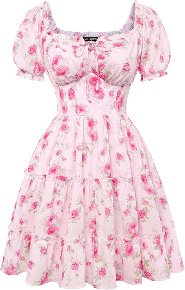 Scarlet Darkness Floral Corset Mini Dress Women Teen Summer Off Shoulder Dress Graduation Cute Su... | Amazon (US)