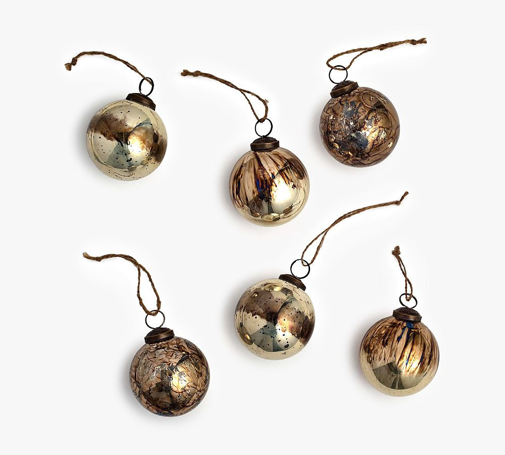 Mouth Blown Antique Gold & Brass Ball Ornaments - Set of 6 | Pottery Barn (US)