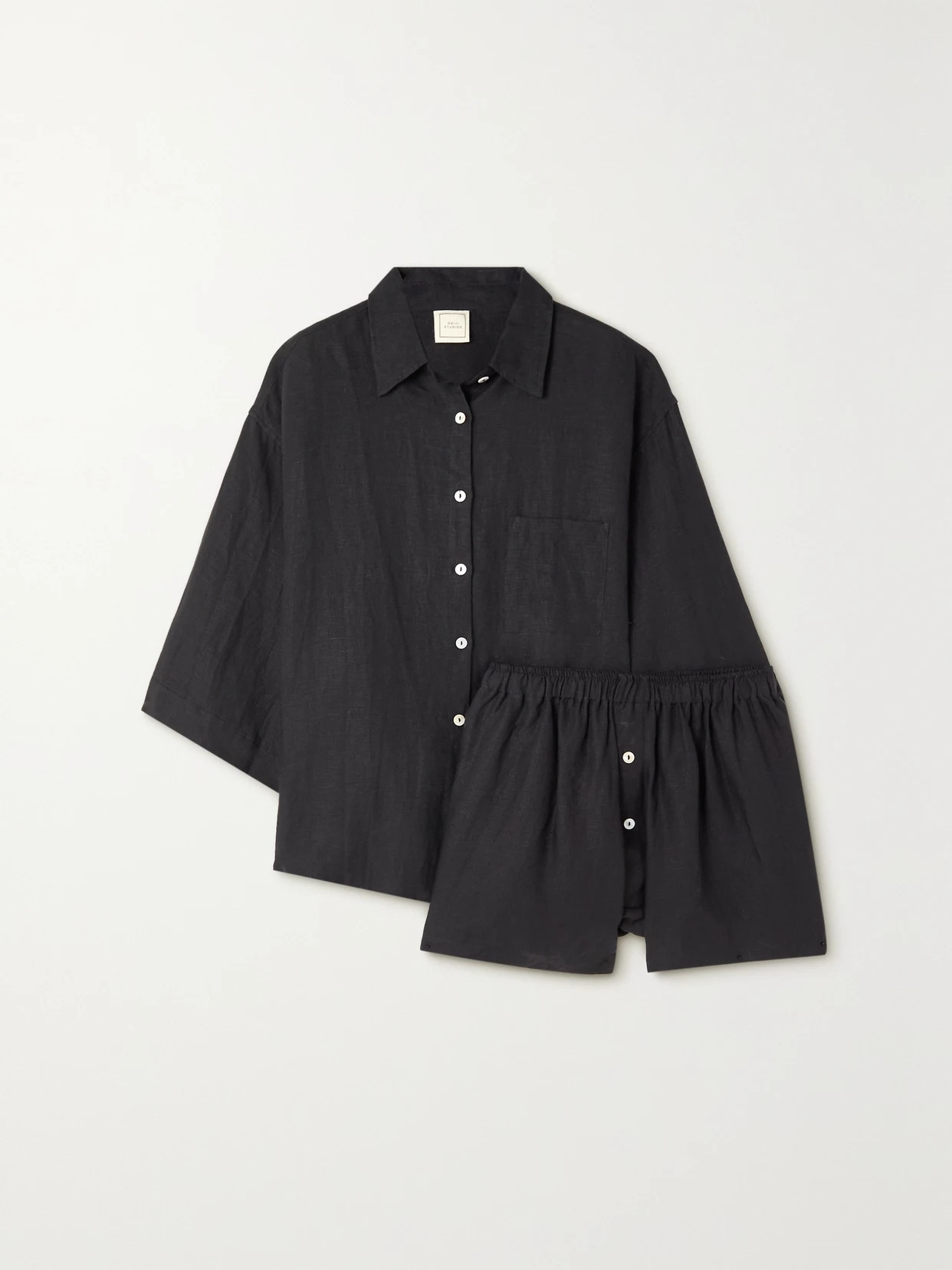 Deiji Studios - The 03 Washed-linen Shirt And Shorts Set - Black | NET-A-PORTER (US)