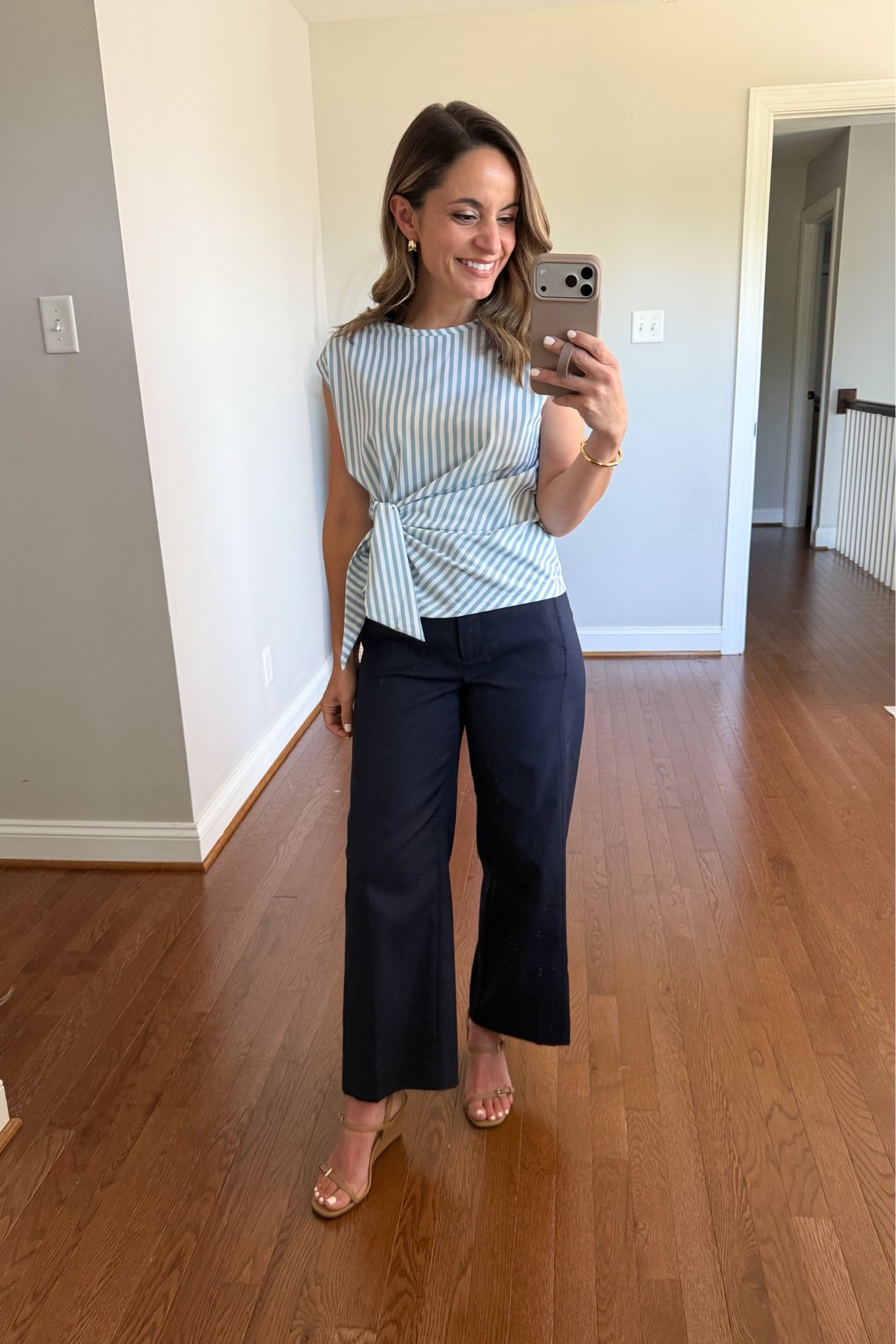 40% off at Ann Taylor! 

The grace pants are a “straight” style but give off slim wide leg to me. I’m wearing the curvy option here and they fit me true to size with a little bit of extra room across the hips. I love that they’re not super snug. I linked both curvy and standard. 

Pants: petite 00 curvy (24” waist / 36” hips) 10.5” rise | 25” inseam in petite 
Top: petite xxs 
Shoes: true to size (toe strap has a break in period)

#LTKPetite #LTKWorkwear