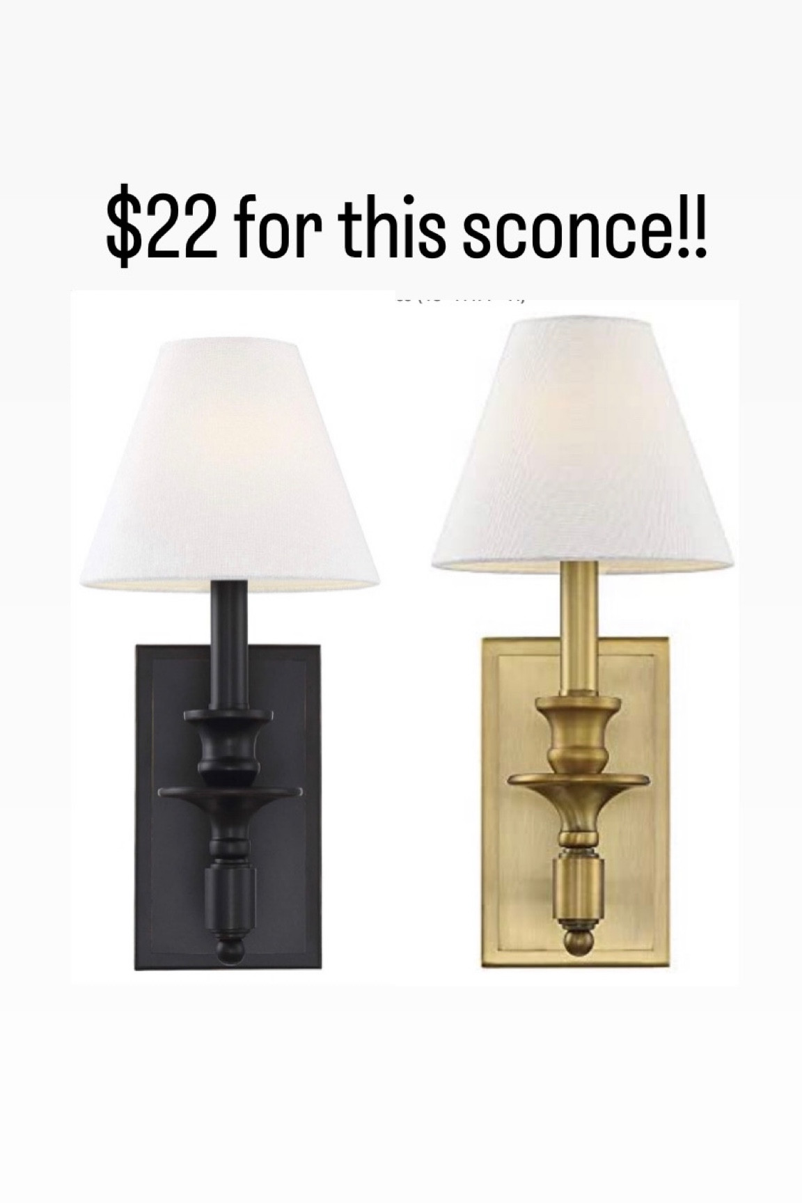 Grandmillennial home decor brass matte black sconces with shade bathroom reading nook lighting 