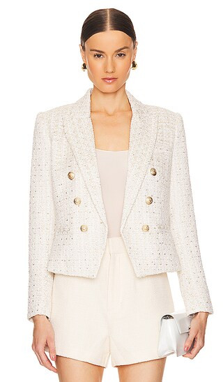 Brooke Blazer in Ivory & Light Gold | Revolve Clothing (Global)