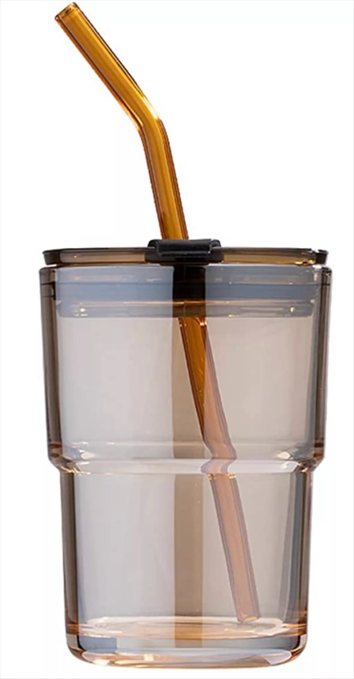 Fullstar Glass Cups with Lids and Straws - Drinking Glasses, Glass Tumbler with Straw and Lid, Iced Coffee Cups, Glass Coffee Cups with Bamboo Lids