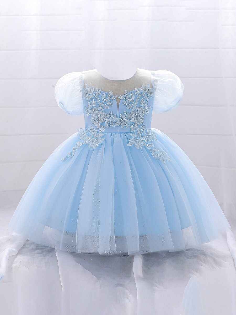 Toddler Girls Appliques Puff Sleeve Mesh Party Dress
   
      SKU: sk2204246635654555
          ... | SHEIN
