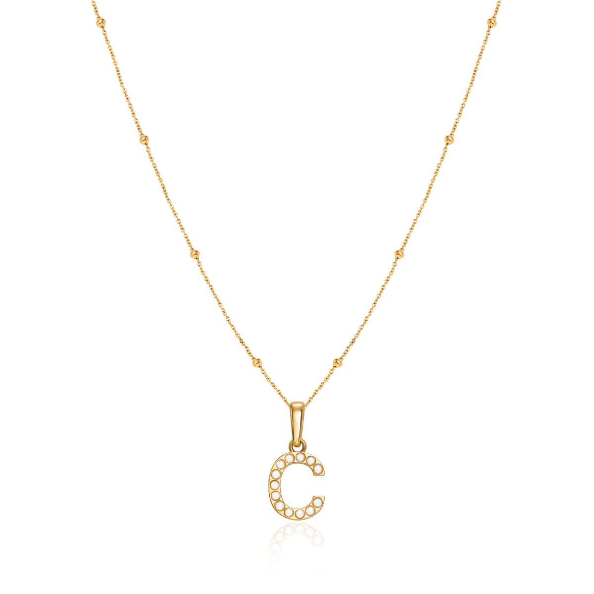 Pearl Initial Sphere Necklace (Gold) | Abbott Lyon
