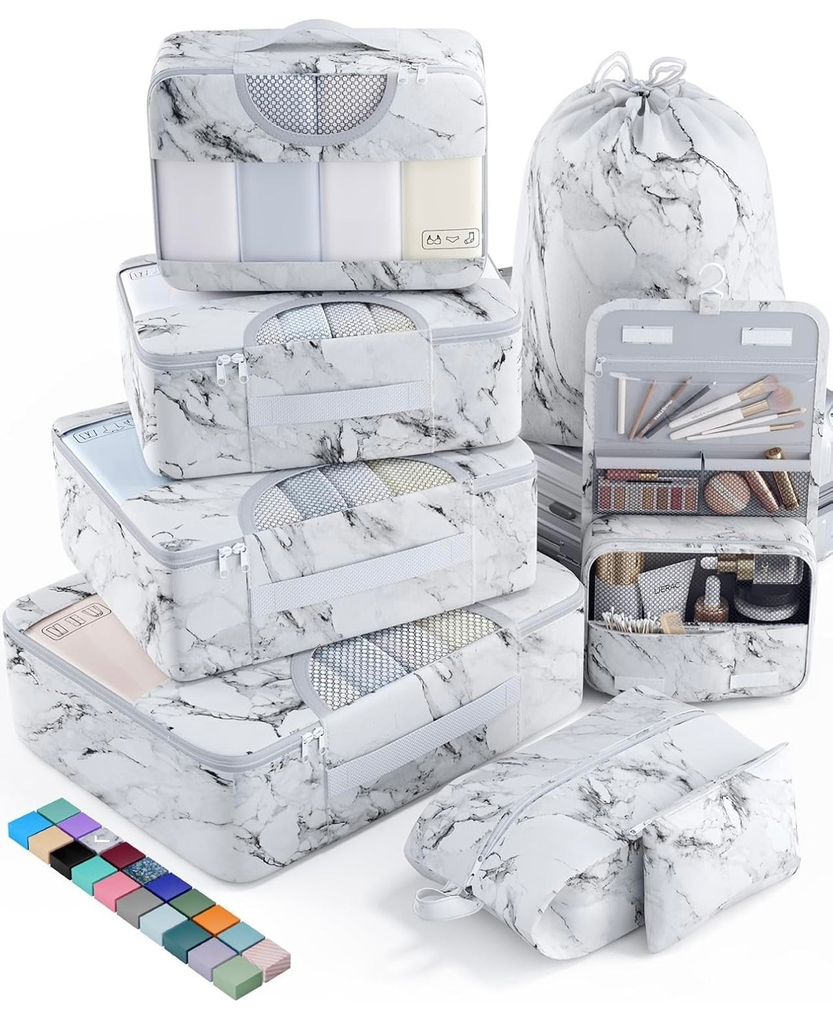 These are my packing cubes. I use them for every trip and they have never failed me. It’s a simple way to pack in an organized fashion, and especially helpful if you can’t / don’t unpack. 

I love the variety of sizes available so everything has its place. Comes in tons of  colors too!

#LTKHome #LTKOver40 #LTKTravel