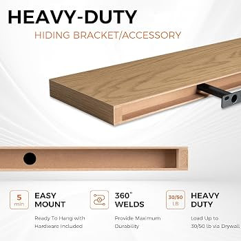 Fun Memories 30" Rustic Wood Deep Floating Shelves for Wall, Invisible Brackets for Decor & Stora... | Amazon (US)