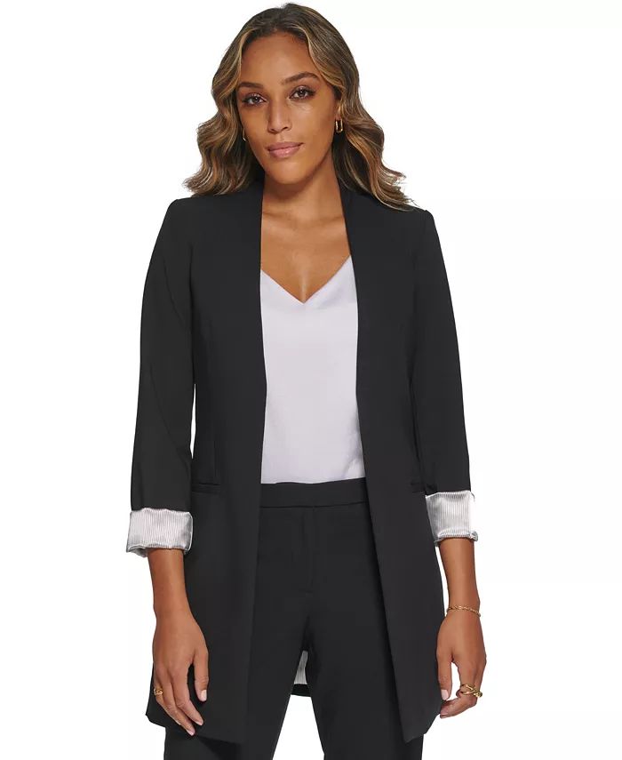 Calvin Klein Women's Roll Sleeve Open Front Blazer, Regular and Petite Sizes - Macy's | Macy's