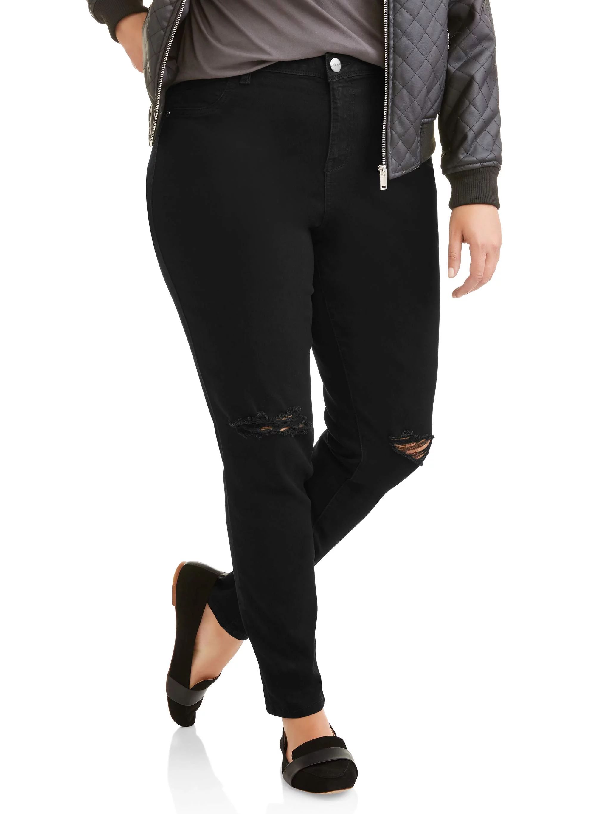 A3 Denim Women's Plus Size Destructed Skinny Jeans, Sizes 16-26 | Walmart (US)