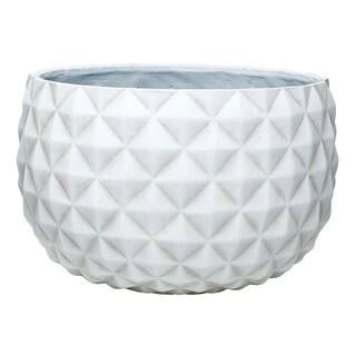 Pineapple 12 in. x 7.5 in. Weathered White Resin Composite Bowl Planter-CMX-069744 - The Home Dep... | The Home Depot