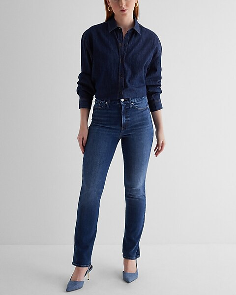 Super High Waisted Medium Wash FlexX '90s Slim Jeans | Express