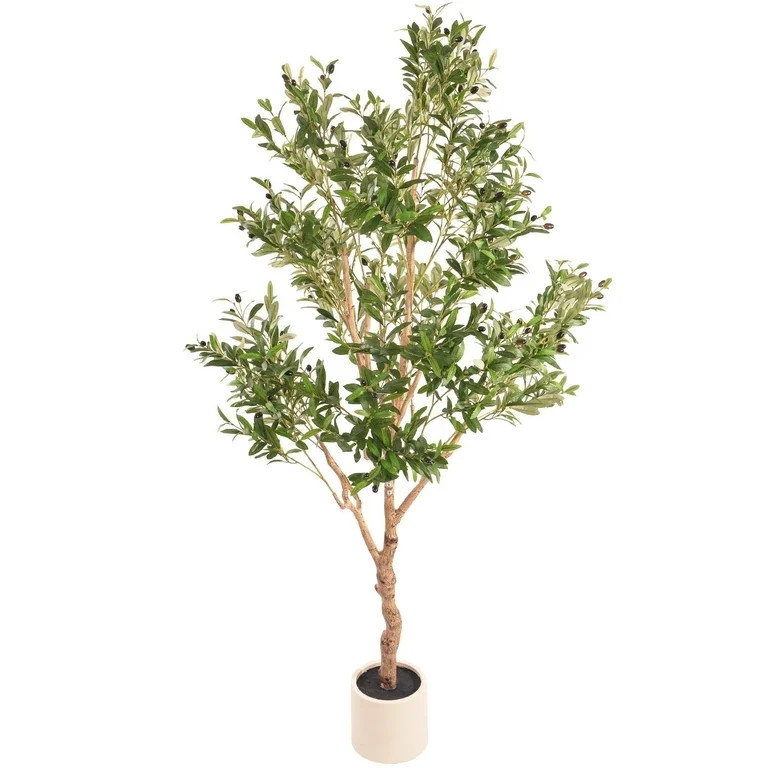 Árbol de Olivo Artificial de 7 Pies, 1800 Hojas con Tronco Vivo y Frutas Realistas, Árbol en Ma... | Walmart (US)