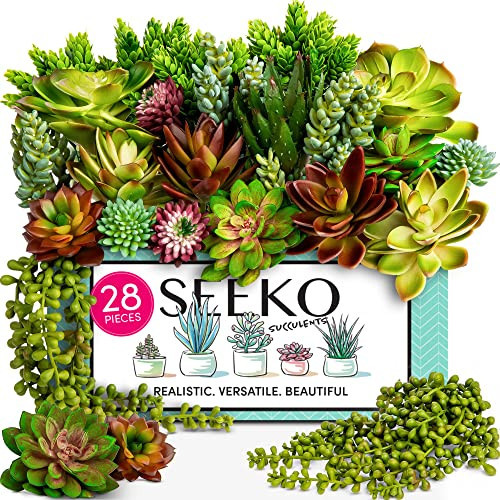 Succulents Plants Artificial 28 Pcs Realistic Premium Fake Succulents Faux for Indoor Outdoor UV Resistant DIY Home Office Decor | Amazon (US)
