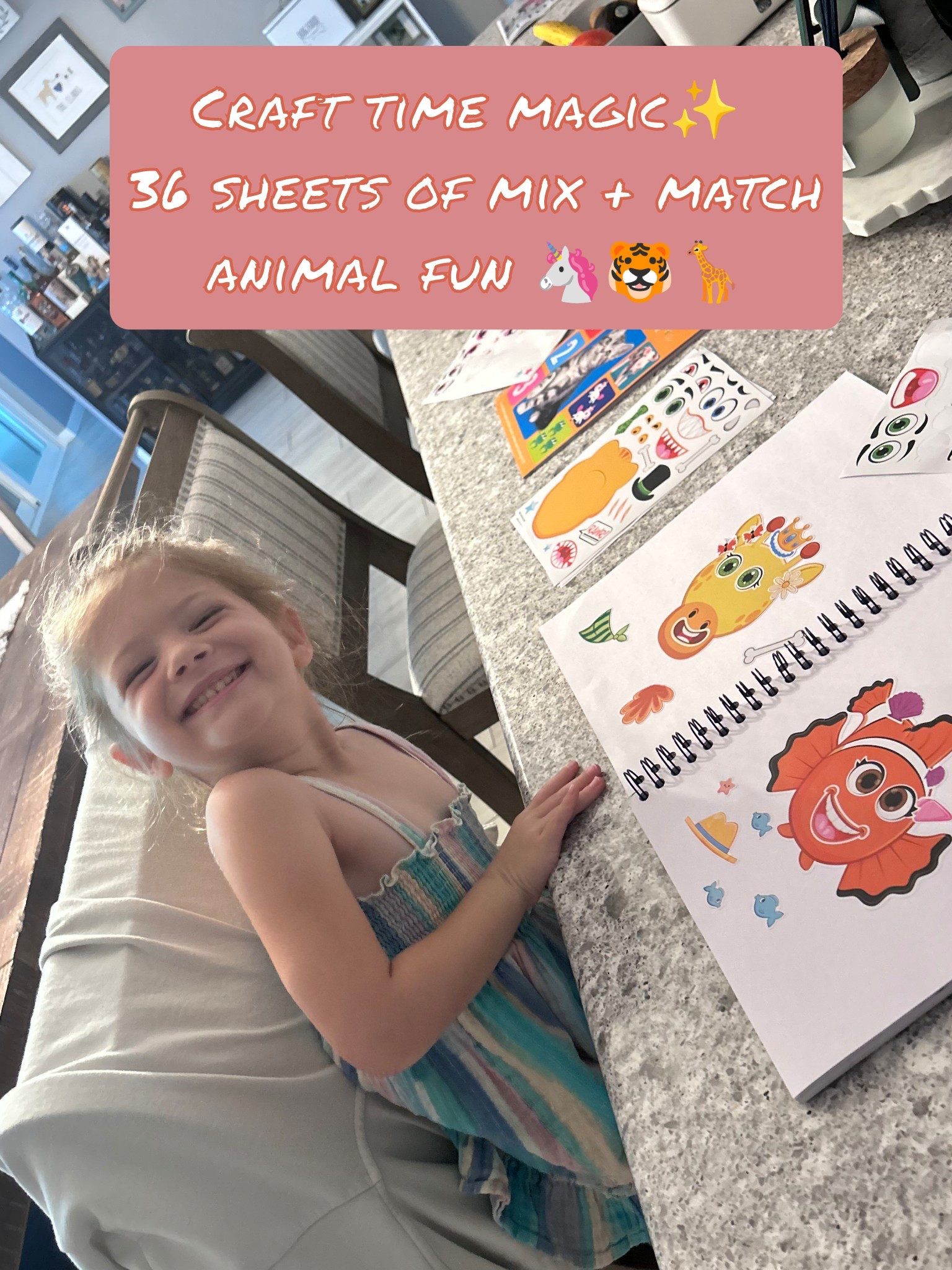Afternoon crafts = happy hearts 💕 These make-a-face stickers are such a hit — 36 sheets of unicorns, dinos, sea + safari animals to mix and match 🦄🦖🐠🦁 Hours of fun, zero mess. ✨ The perfect back to school crafts. Get them quick with Amazon! 

#LTKKids #LTKFamily #LTKHome