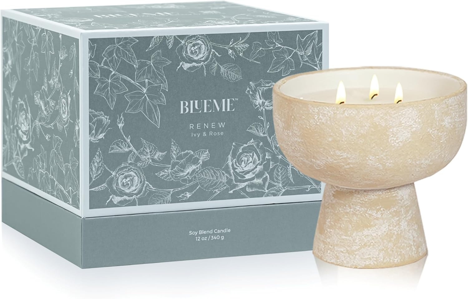 Blueme Mother's Day Candle | Renew- Ivy & Rose | 3 Wick - Refillable Wellness Candle with Essenti... | Amazon (US)
