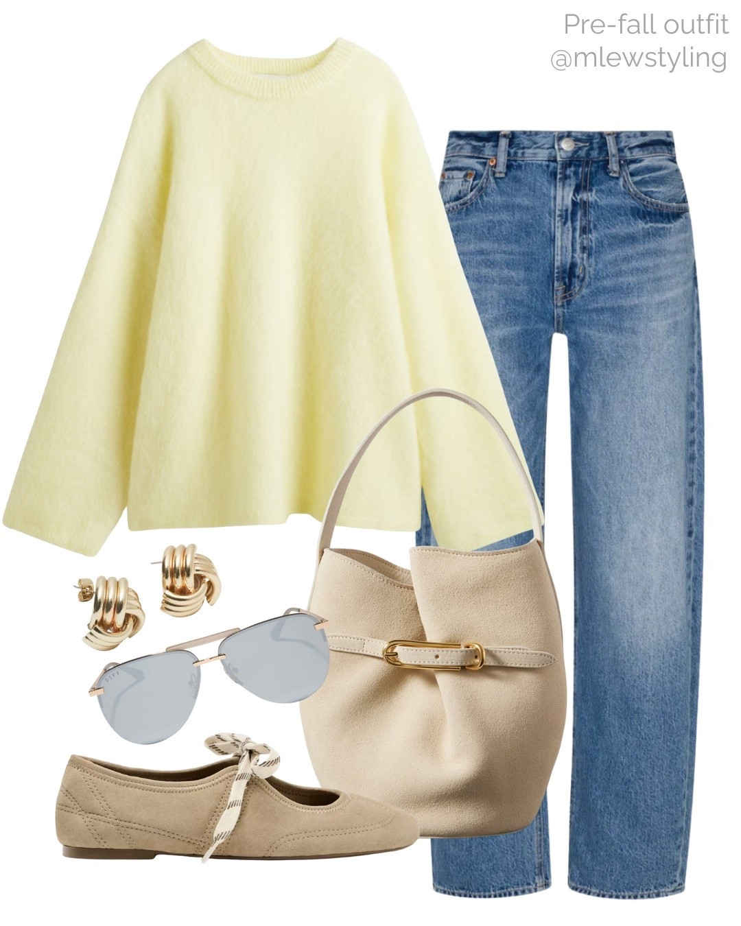 An outfit for early fall with a butter yellow mohair sweater 💛

Tags: new-in Zara suede ballet flats, pistola barrel leg jeans, aviator sunglasses, meshki knot earrings, liffner bucket bag, net-a-porter 

#LTKItBag #LTKStyleTip #LTKShoeCrush