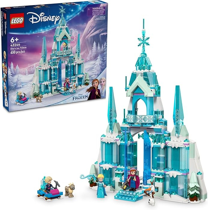 LEGO Disney Frozen Elsa’s Ice Palace Building Set for Kids, Princess Castle with Anna and Elsa ... | Amazon (US)