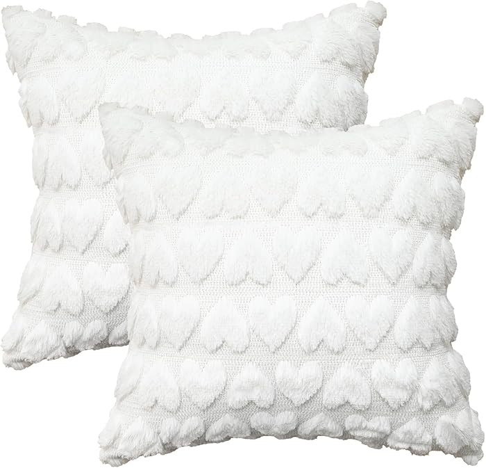 AVOIN colorlife Valentine's Day Love Heart Throw Pillow Cover Set of 2, 18 x 18 Inch Soft Plush F... | Amazon (US)