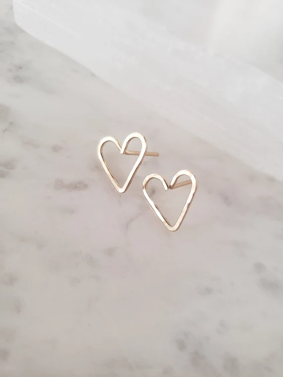 Tiny heart earrings, Heart stud earrings, gold heart earrings, delicate heart studs, gold heart s... | Etsy (US)
