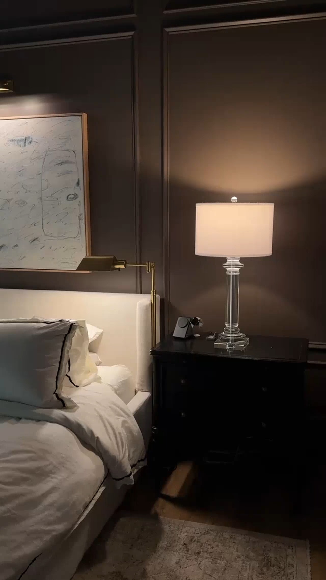 #ad One lamp per nightstand is being asked to do two jobs that cancel each other out: bright enough to read by, and low enough to actually wind down. It can't be both. So we started doing two light sources per side — one directional, one just for glow — and the room finally has a second setting. Everything we used is from @wayfair and linked here. #Wayfair #WayfairPartner 

 #LTKHome