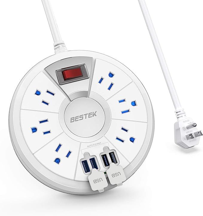 BESTEK Power Outlet Strips, 4 USB Ports Desktop Charging Station with 6-Outlet 13A 125V, 6 Ft Ext... | Amazon (US)