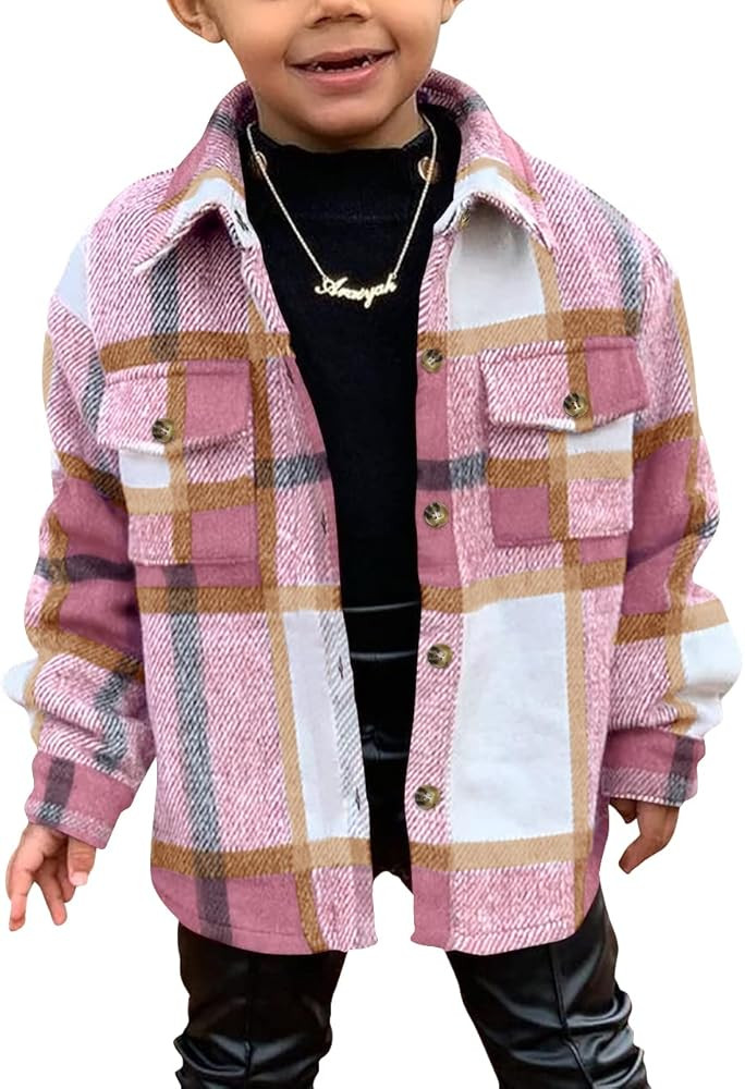 Toddler Long Sleeve Plaid Jacket Baby Boys Girls Button Down Flannel Thick Shirt Fall Winter Coat... | Amazon (US)