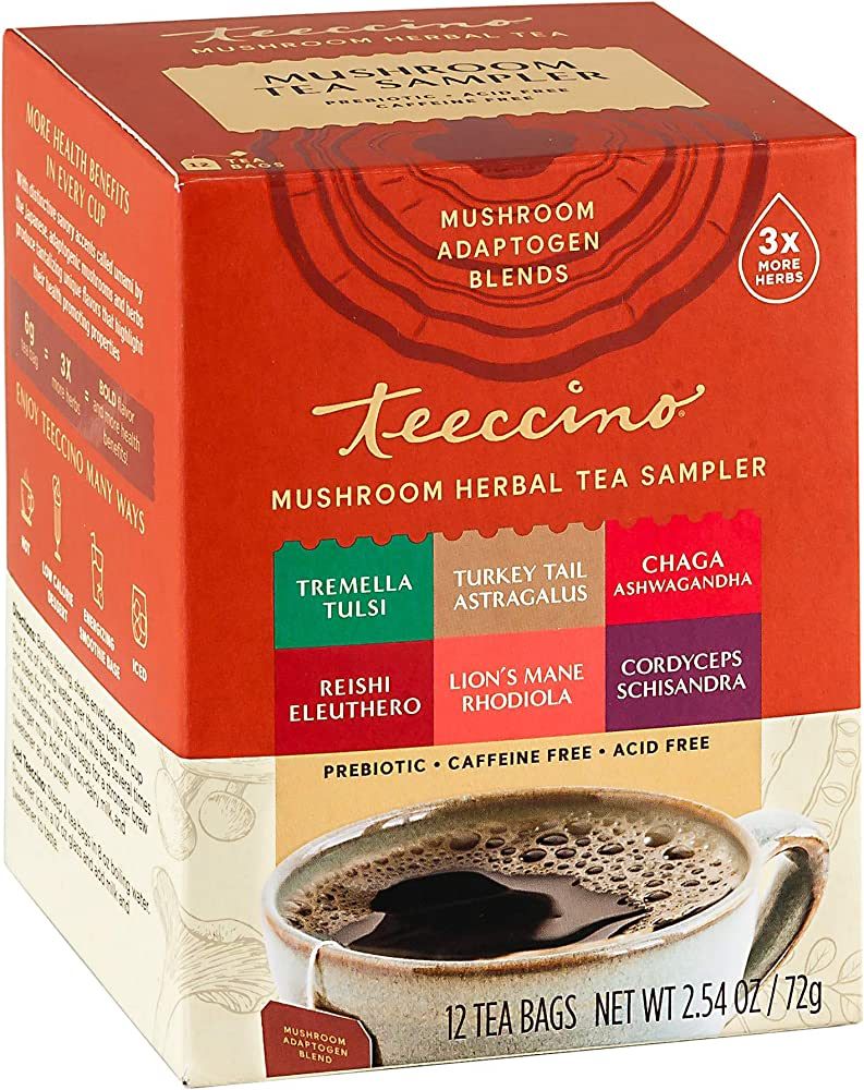 Teeccino Mushroom Herbal Tea – Mushroom Adaptogen Tea Sampler – Support Your Health With Mush... | Amazon (US)