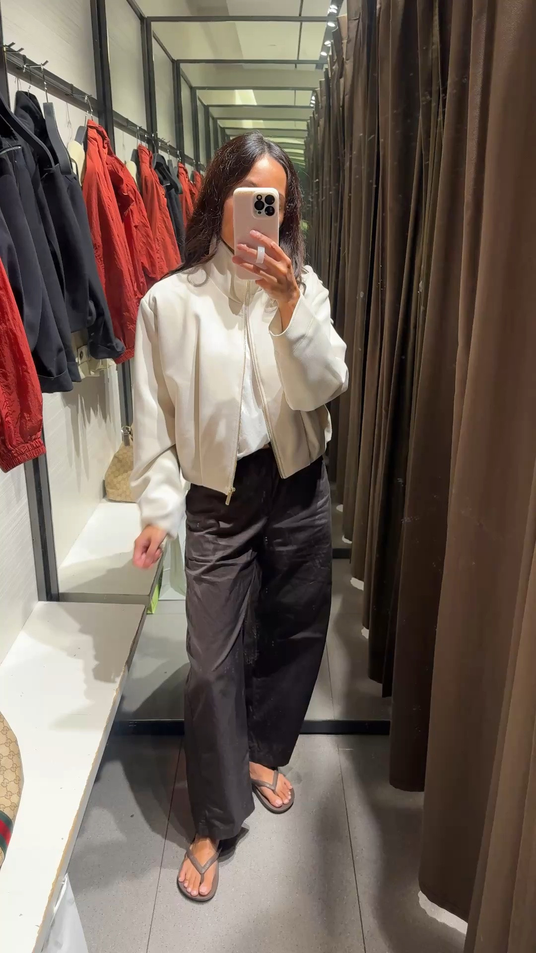 Bomber jacket. Funnel neck, bubble hem. Chic, elevated casual style. Material feels appropriate for a fall jacket. I sized up. Also comes in black and red.

#LTKOver40