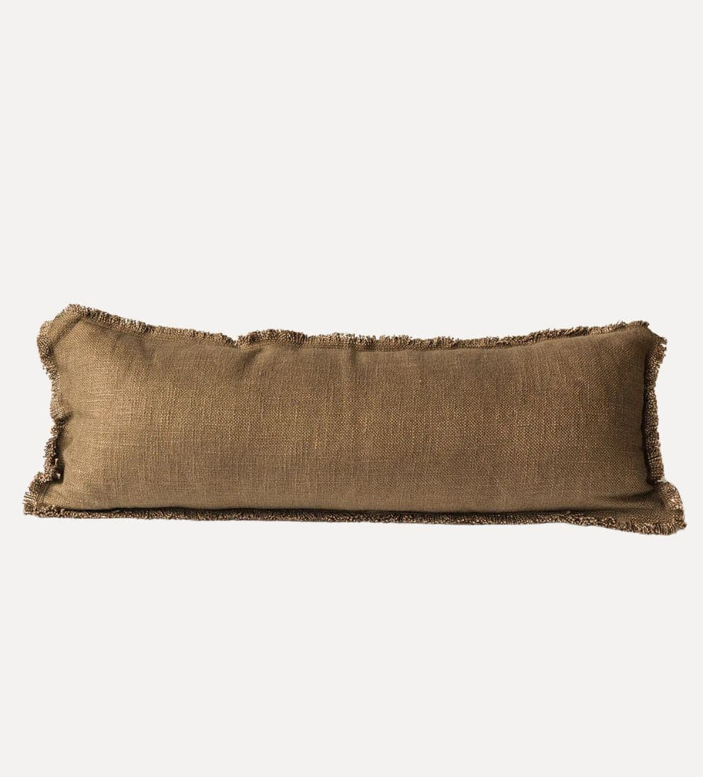 Adaline Luxe Linen Lumbar Pillow with Fringe | Le Mae | Le Maé