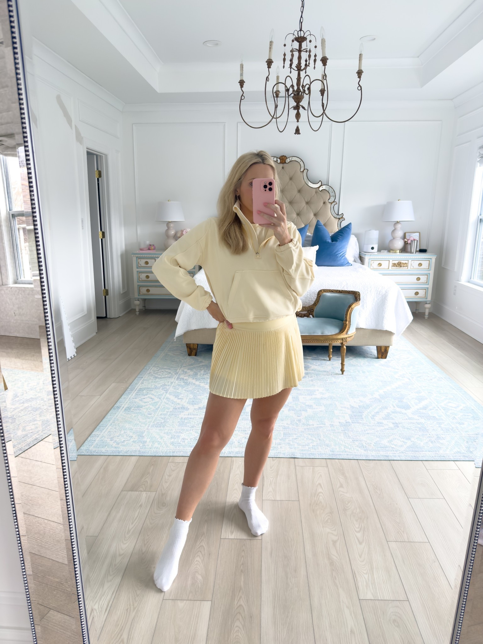 Lululemon butter cream pullover shirt and pleated skort
Wearing size 8 in everything (also 22 weeks pregnant so sized up from a 6)
Yellow matching outfit
Athleisure
Matching set
Spring outfit
Workout outfit
Running outfit


#LTKActive #LTKFindsUnder100 #LTKFindsUnder50