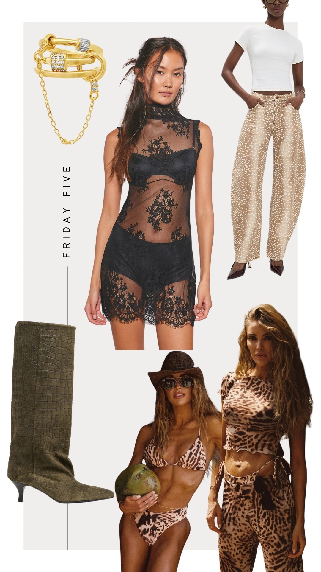 Friday Five: 4-3-26
1. Shop Alexandra Madison Spinner Ring 
2. Skatie X Cara Loren - linked on my shopmy
3. Free People lace top
4. Dolce Vita Roxla Boots 
5. Lioness Bambi Jeans 



#LTKootd #LTKFestival