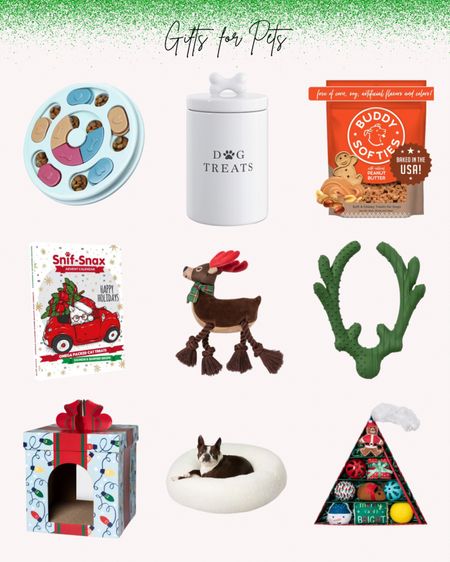 Holiday Gifts for Pets. Christmas, dog toys, cat toys, treats, treat jar, reindeer, antler toy

#LTKHoliday #LTKSeasonal #LTKGiftGuide