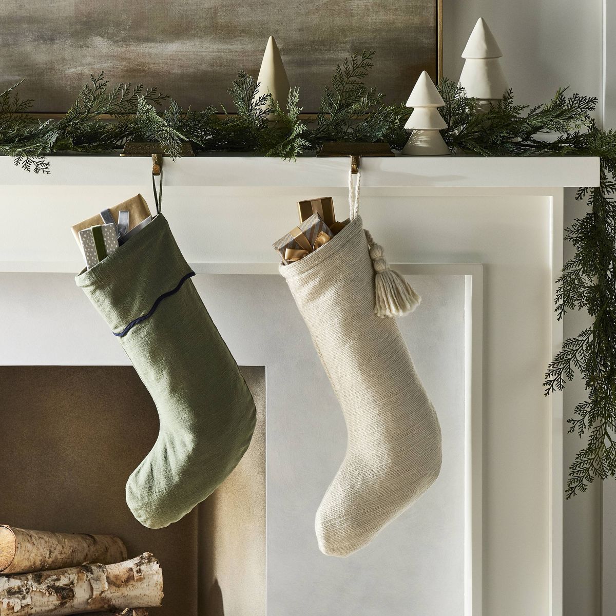 Christmas Stocking with Tassels Cream - Threshold™ designed with Studio McGee | Target