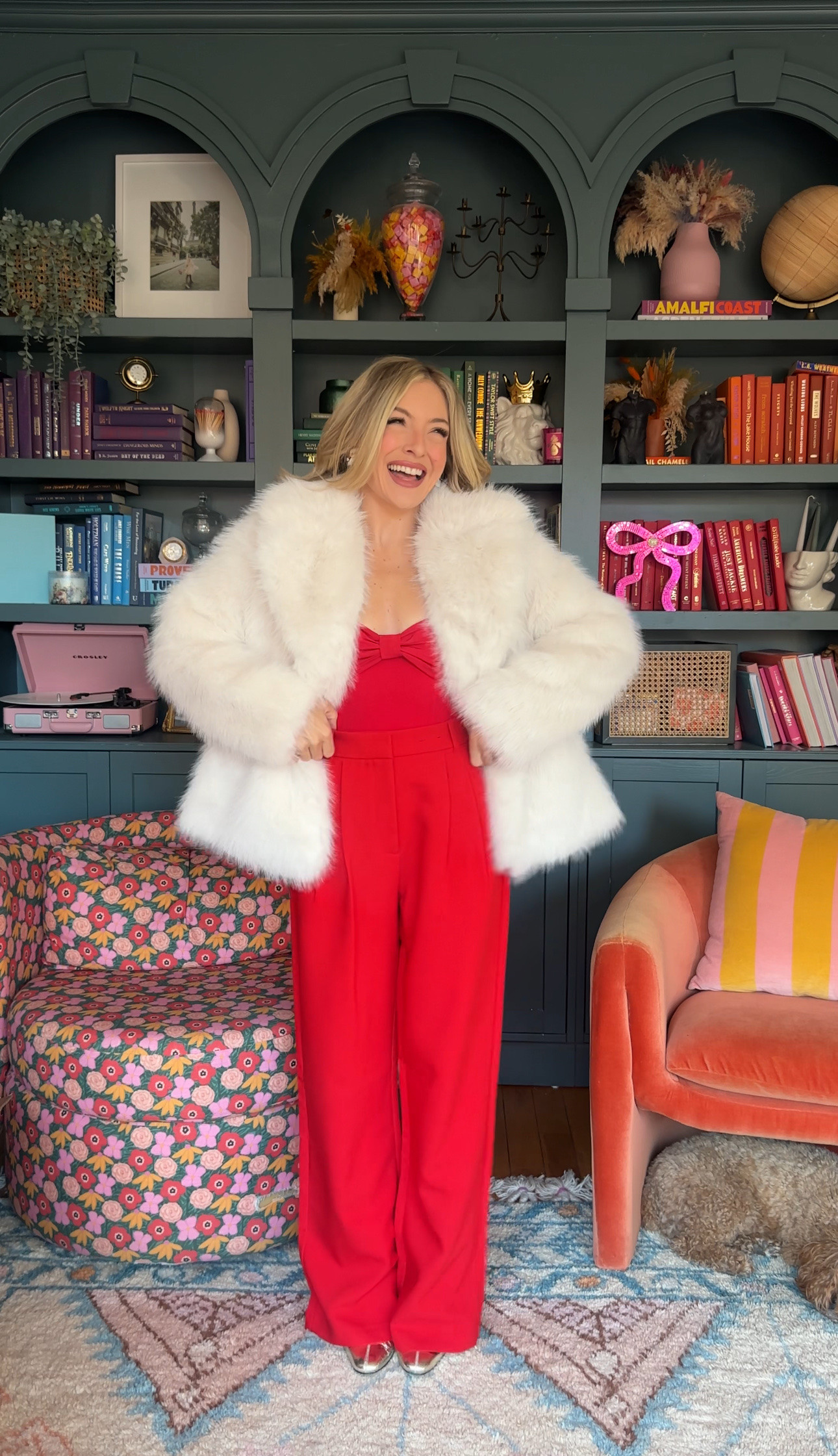 Styling the viral red bow bodysuit 5 ways ❤️ look 4 ✨ $20 bodysuit wearing size xs runs large size down if between sizes & red wide leg pants (out of stock linked similar) & faux fur jacket $64 wearing size xs

#LTKStyleTip #LTKHoliday #LTKSeasonal