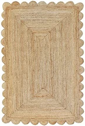 Scalloped Natural Jute Area Rug, Natural Color (9'X12') | Amazon (US)