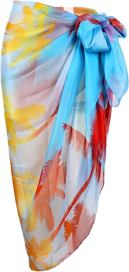 Ayliss Womens Swimwear Chiffon Printed Cover up Beach Sarong Pareo Bikini Swimsuit Wrap | Amazon (US)