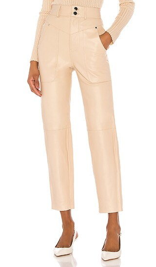 Seana Leather Pant in Khaki | Revolve Clothing (Global)