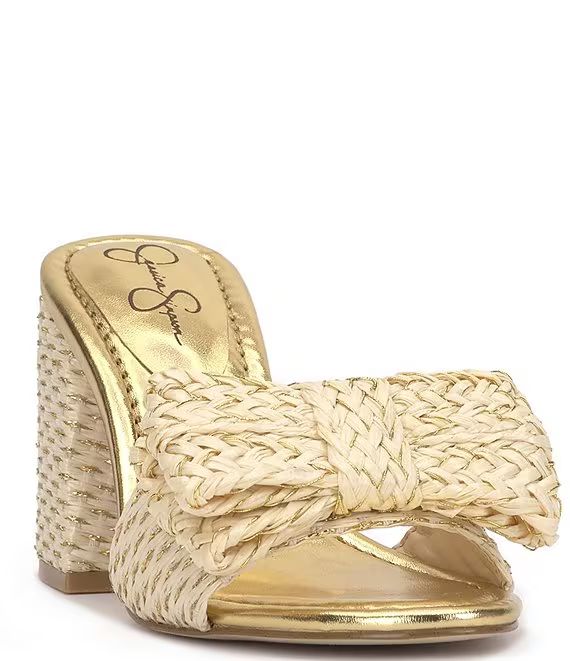 Romilda Raffia Bow Slide Sandals | Dillard's