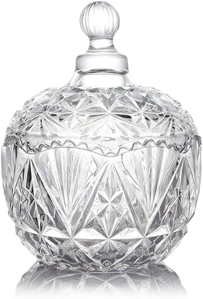Transparente Glas-Süßigkeitenschale mit Deckel, kristallbedeckt, Süßigkeiten-Buffet-Glas, dek... | Amazon (DE)